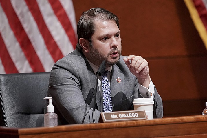 Rep. Ruben Gallego, D-Ariz., speaks during a hearing on July 9, 2020, on Capitol Hill in Washington. Arizona Democratic Congressman Ruben Gallego lashed out at Texas Republican Sen. Ted Cruz in a series of profane tweets in response to the massacre at a Texas elementary school. Gallego responded Tuesday, May 24, 2022, to Cruz's comments predicting that Democrats and the media would try to politicize the shooting. (Greg Nash/Pool via AP, File)