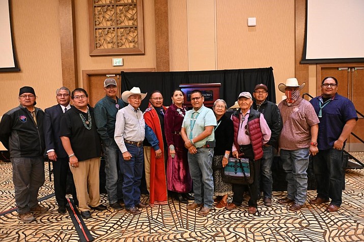 Council Delegates Otto Tso and Vince James join members of Azeé Bee Nahagha of Diné Nation to discuss ways to oppose action from decriminalizing peyote. (Photo/Navajo Nation Council)