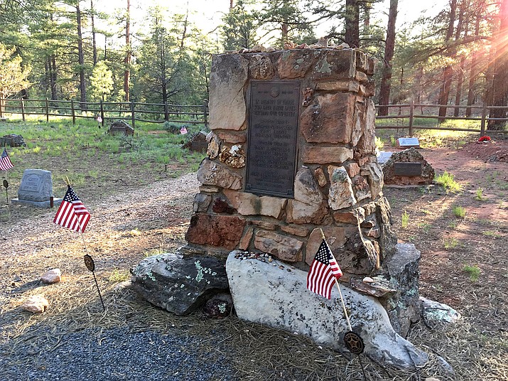 A monument in the Grand Canyon Pioneer Cemetery is dedicated to Grand Canyon residents who gave their lives serving their country in World War I and II. (Photo/NPS)