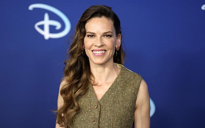 Hilary Swank attends the Disney 2022 Upfront presentation at Basketball City Pier 36 on Tuesday, May 17, 2022, in New York. (Charles Sykes/Invision/AP)