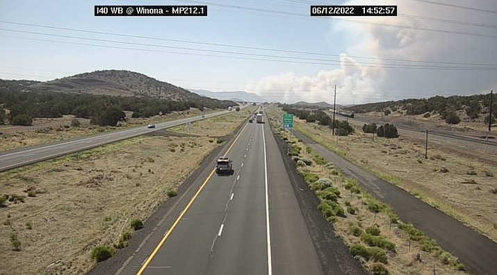 The Pipeline Fire has closed Highway 89 north of Flagstaff June 12. (Photo/ADOT)