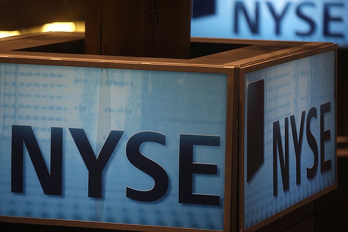 A sign is shown at the New York Stock Exchange in New York in 2008. Wall Street closed out its most punishing week since the 2020 coronavirus crash with a meandering day of trading Friday that left it a bit higher. (Frank Franklin II, AP file)