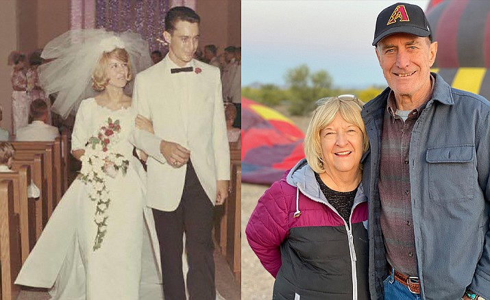 Tom and Diane Catlin were married in Phoenix on June 17, 1967, shortly after graduating from ASU. The couple is shown then and now. (Courtesy photos)