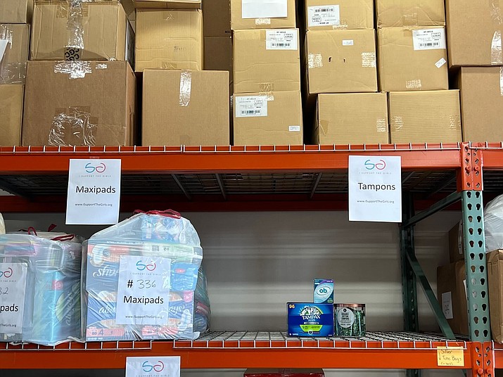 Very few tampons remain in the I Support the Girls warehouse facility in Wheaton, Maryland. The nonprofit works with tampon manufacturers to donate period supplies to other nonprofits, but a supply shortage has meant a drop in donations. (I Support the Girls/Courtesy via Cronkite News)