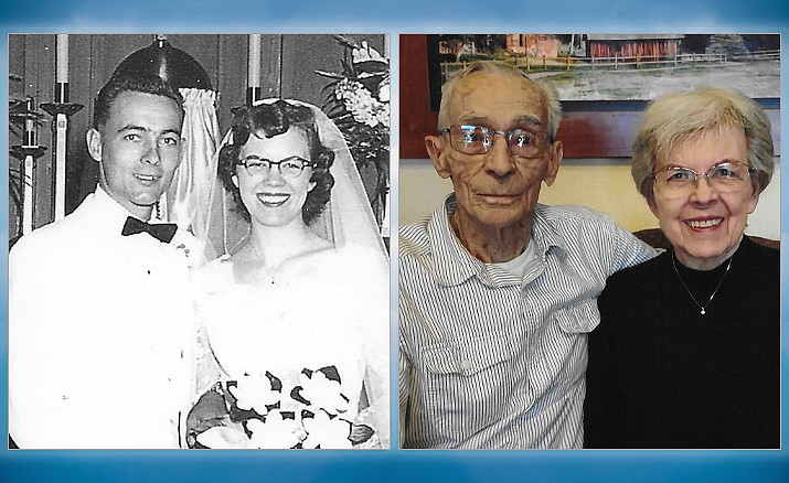 Wow! Has it really been 67 years? Tom and Jan Ticer met in Phoenix and were married at St. Thomas the Apostle Church on January 29, 1955. After living the first four years of marriage in San Diego while Tom was in the Navy, they returned to Phoenix where they started their family. In 1977 they moved to Prescott which has been their home ever since. After retirement Tom and Jan enjoyed traveling with long-time friends and family. They have four children and seven grandchildren. (Courtesy)