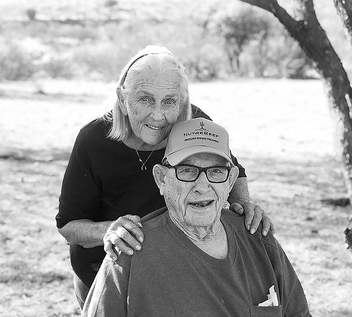 Cork and Bobbi Davis met in Salome, Arizona and were married in Prescott on June 26, 1954. They have three children, nine grandchildren and 15 great-grandchildren. They still live in Wagoner, Arizona where they continue to run the P7 Bar Ranch. (Courtesy photo)