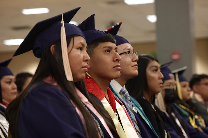 UofA graduates listen to speakers at the convocation ceremony for Native American Student Affairs May 6. (Chris Richards/University of Arizona)
