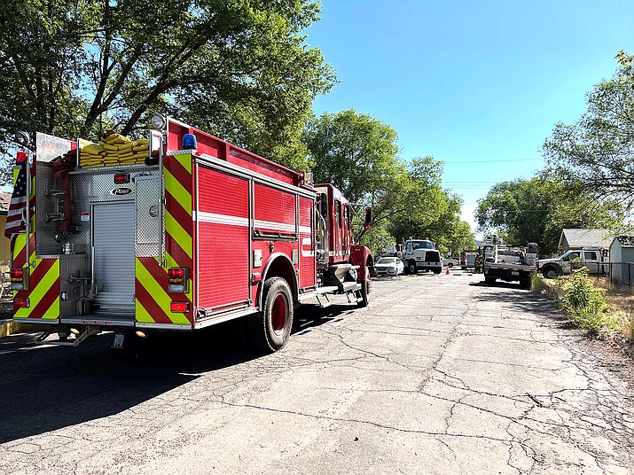 Williams Volunteer Fire Dept. responded to a gas leak on the north side of Williams June 29 after an unmarked gas main was hit by a pole auger.  (Photo/WGCN)