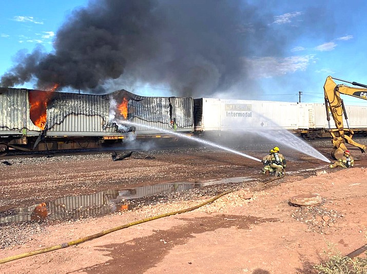 Winslow Fire Department received mutual aid from Joseph City Fire District with a train that caught fire July 8. Mutual aid agreements allow quick response for extra resources when incidents require more manpower or equipment. (Photo/Joseph City Fire)