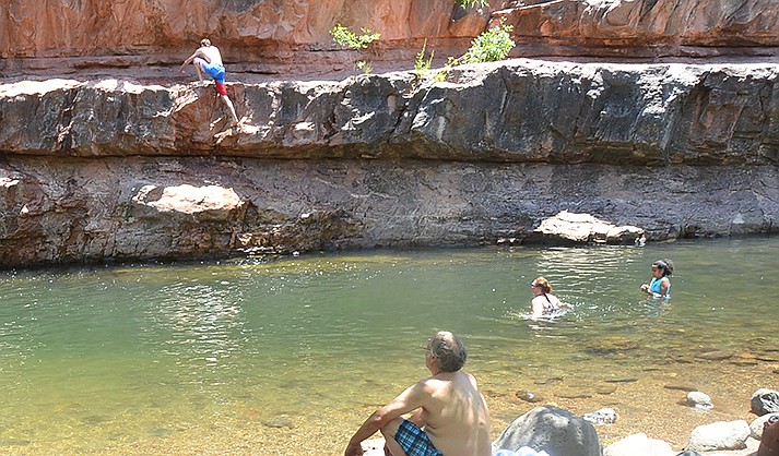 Swimming holes such as this one are popular on Oak Creek in Sedona. A man drowned July 9 at another swimming hole further up State Route 89A. (File/VVN/Vyto Starinskas)