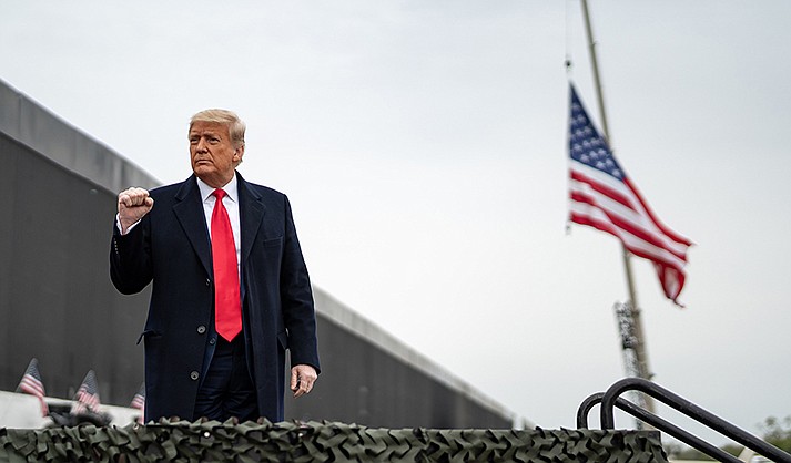 Former President Donald Trump, at a January 2021 event in Texas, will be headlining a political rally Saturday in Prescott Valley. Officials there do not plan to bill the campaign for public safety costs – a move that other cities have tried in the past without success. (Photo by Shealah Craighead/Trump White House)