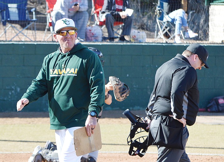 Yavapai College head baseball coach Ryan Cougill, shown here in 2020, has resigned after 10 seasons. (Courier file photo.)
