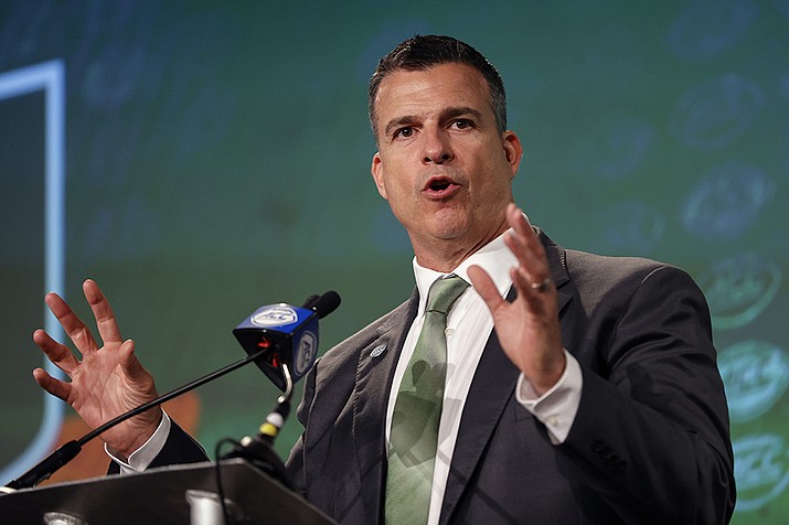 Miami head coach Mario Cristobal answers a question at the NCAA college football Atlantic Coast Conference Media Days in Charlotte, N.C., Thursday, July 21, 2022. ( Nell Redmond/AP)