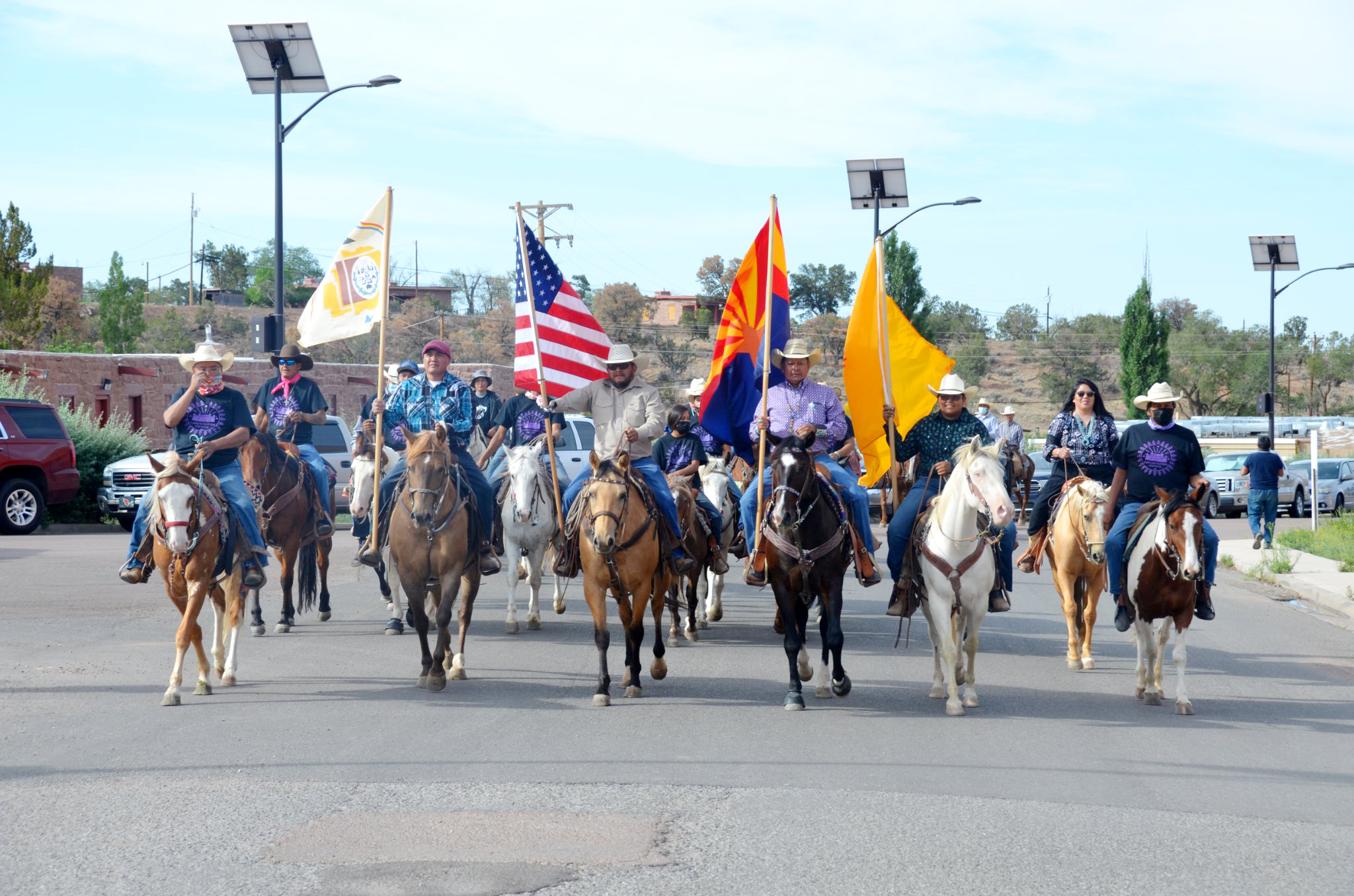 Following tradition Navajo Nation delegates arrive on horseback for