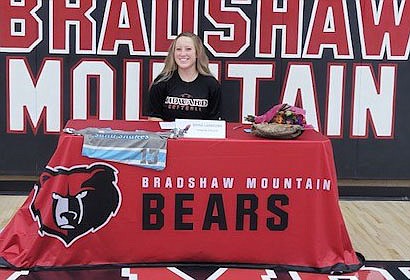 Brina Lankford, a member for the Arizona Sand Snakes and a recent Bradshaw Mountain graduate who played catcher for the school softball team, recently signed her letter of intent continue playing at Howard College in Big Spring, Texas. Her Sand Snakes teammate Abbie Bean, who is from Kingman, also committed to Howard College. A couple of weeks ago, the Sand Snakes finished 14th out of 48 of the best 18U softball teams in the US at the TCS Reno World Series. (Michael Tessman/Courtesy)