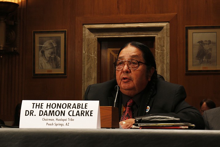 Hualapai Chairman Damon Clarke urged the Senate Indian Affairs Committee to pass a bill that would expand his tribe’s water access and improve infrastructure, badly needed help as the drought causes wells to fail. (Photo by Morgan Fischer/Cronkite News)