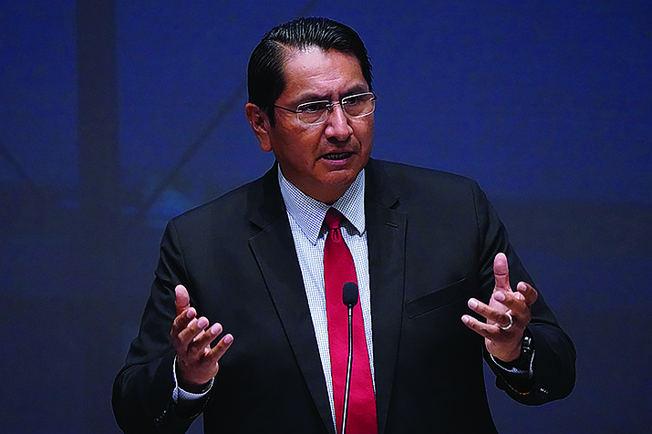 Navajo Presidential candidate Jonathan Nez speaks during a Presidential Forum at Arizona State University, July 12  in Phoenix. (AP Photo/Matt York, File)