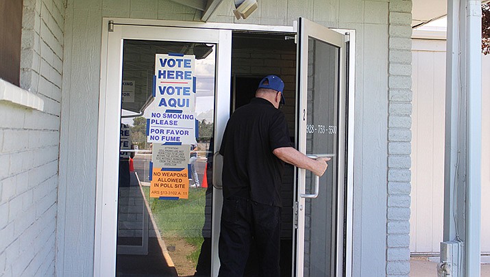 A voter enters the polling place at the Hilltop Foursquare Church in Kingman during the Arizona primary election on Tuesday, Aug. 2. (Miner file photo)