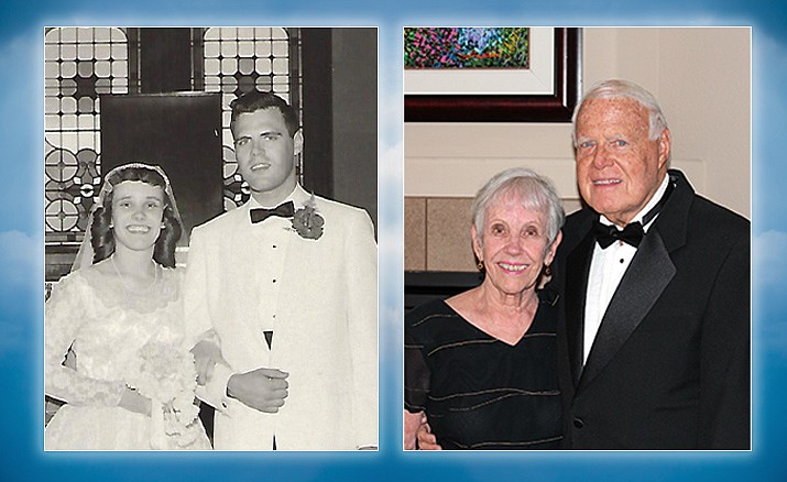 Dale & Carole were married on June 16, 1957 in the Presbyterian church at West Liberty, Iowa.  They have three children (one deceased) and two grandchildren.
While they attended the same high school they were one year apart and never spoke to each other until part of a group attending a college basketball game during Christmas vacation. That led to Dale asking Carole to a dance, followed by more dates and LOVE WAS BORN! Carole supported Dale thru his last year of college by teaching school, and upon his graduation they moved to San Diego, where Dale began his aerospace engineering career followed by a second career in real estate.  They attribute their long marriage to their mutual faith in God and especially to committing to a personal relationship with Jesus in their late 30s. (Courtesy photos)
