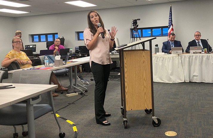 Humboldt Unified School District Personalized Learning Coordinator Misti Wilson shares with the Governing Board Tuesday, Aug. 9 the 2022-2023 school year plan for personalized learning across the 10-school district. (Nanci Hutson/Courier)