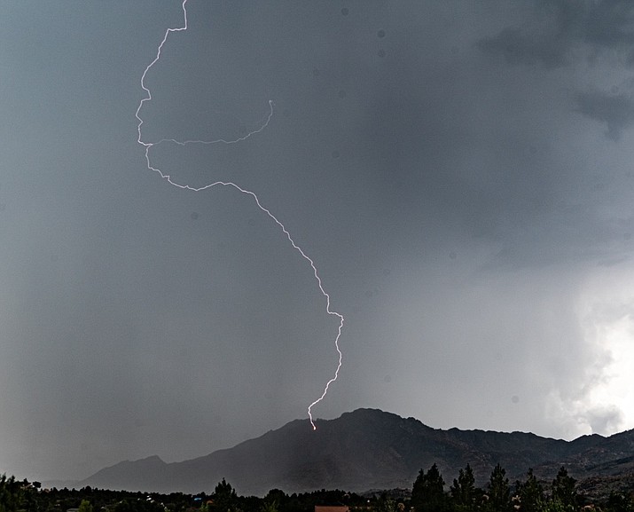 Lightning strikes Granite Mountain. (Steve Copen/Courtesy)