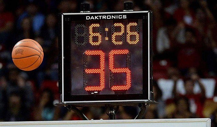 A 35-second shot clock will be part of the 2022-23 basketball season for 6A to 3A Arizona high schools. Although most coaches embrace the addition, they caution that shot clocks will require a learning curve. (Photo courtesy of Fox Sports North)