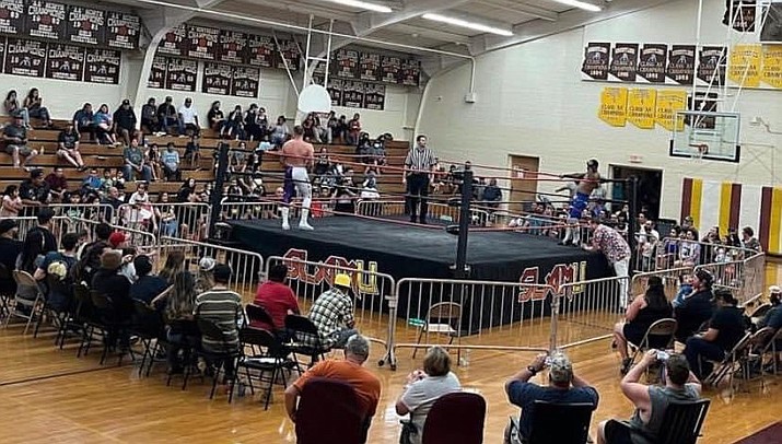 SlamU, a professional wrestling event, is a hit in Winslow as more than 340 community members showed up to watch the show. (Photo/City of Winslow)