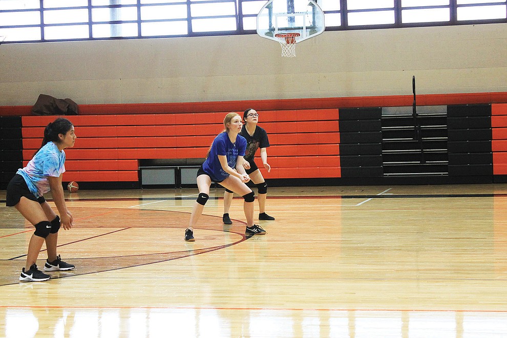 Vikings volleyball players worked through drills Aug. 18 at Williams High School. (Wendy Howell/WGCN)