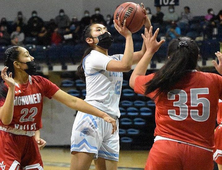 Window Rock's Robey Talkalai led the Lady Scouts in scoring and assists the past season. She will attend Copper Mountain College in California on a basketball scholarship as will two of her teammates, Caitlin Belone and Melicia Nez. (Photo/Stafford Woody)