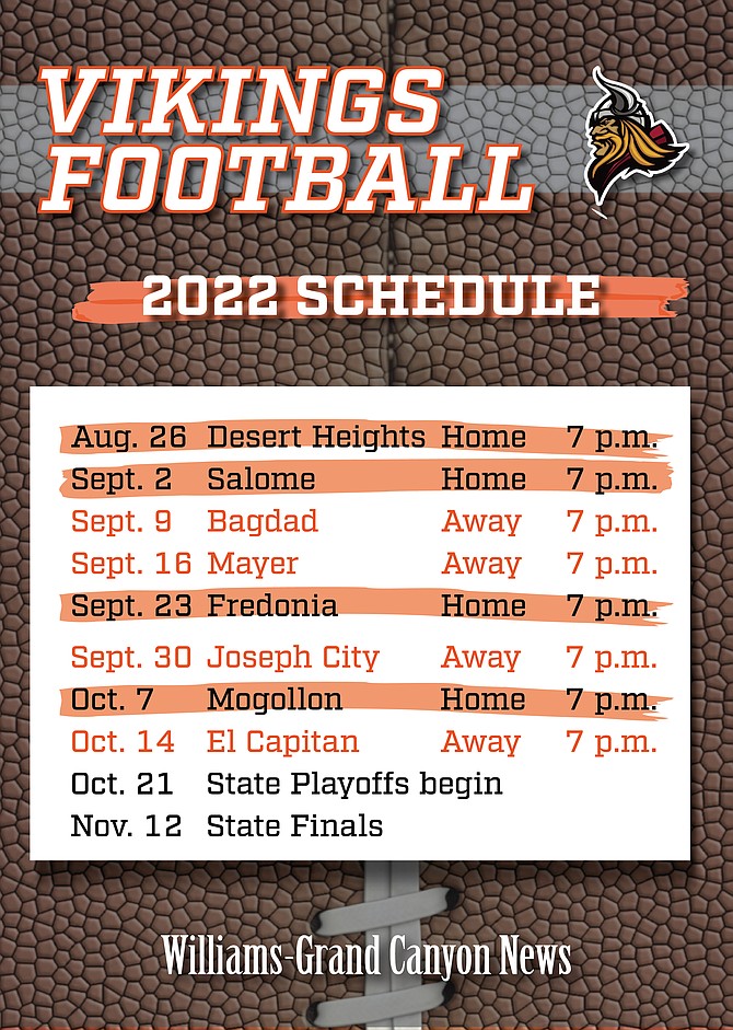 Williams Vikings 2022 Football Schedule, Williams-Grand Canyon News