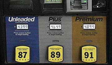 A gallon of regular unleaded was going for $4.399 in Chandler when this photo was taken in March. The price would climb another dollar a gallon over the next two months, before starting its steady decline. (File photo by Hope O’Brien/Cronkite News)