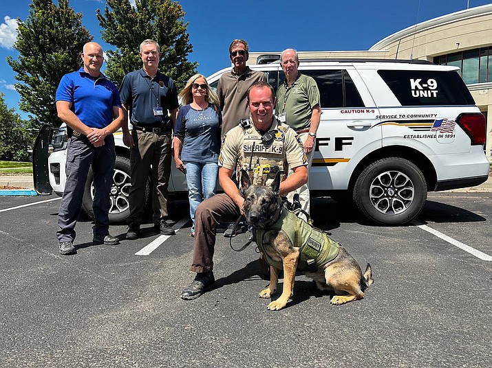 Coconino County Sheriff’s Office K9 Dex recently received a K9 Storm vest from Mark and Melody Stephenson. (Photo/CCSO)