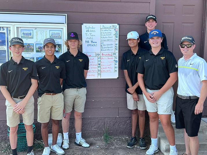 Prescott boys golf emerged victorious in a three-way match against Bradshaw Mountain and Page on Tuesday, Sept. 6, at Antelope Hills Golf Course. (Dan Osterloh/Courtesy)