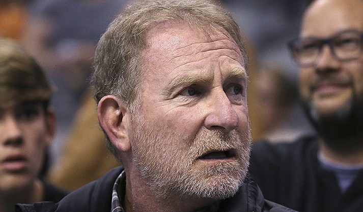 Phoenix Suns owner Robert Sarver watches the team play against the Memphis Grizzlies during the second half of an NBA basketball game in Phoenix, Dec. 11, 2019. (AP Photo/Ross D. Franklin, File)