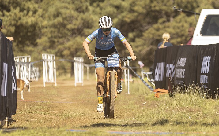 Ellie Krafft, a 17-year-old Prescott Valley resident, won the 100-mile women’s division in the 2022 Stages Cycling Barn Burner mountain-biking race Sept. 17 in Flagstaff with a time of 7 hours, 14 minutes and 55 seconds. (Courtesy)