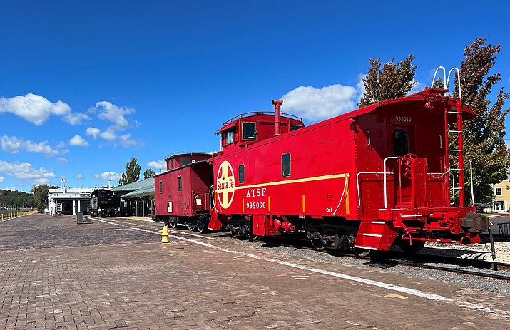 Two train cars are temporarily on display at Grand Canyon Railway. The Arizona State Railroad Museum Foundation recently transported the vintage caboose to Williams. (Wendy Howell/WGCN)