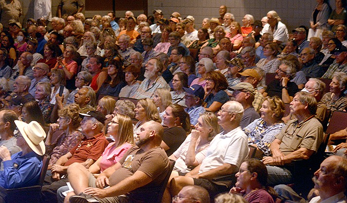 A crowd of more than 300 people showed up at the Phillip England Center for the Performing Arts to hear water-rights experts talk about the ongoing state water adjudication process and how to file claims. (VVN/Raquel Hendrickson)