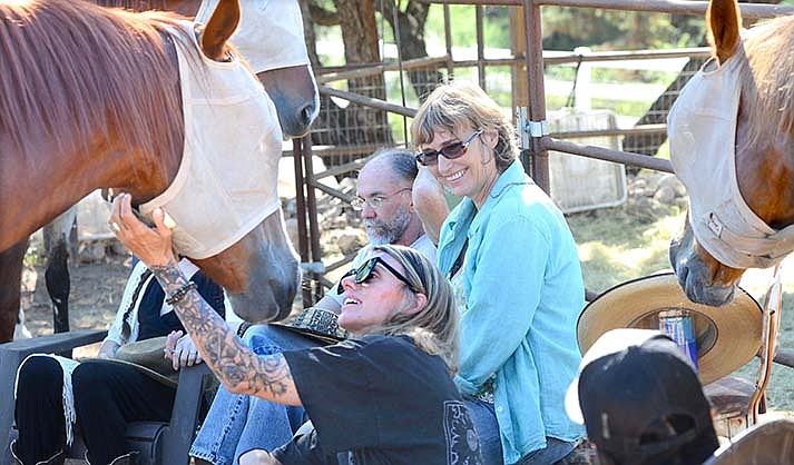 Red, Toto, Joker and Odin had lots to say at Michelle Peterson’s Medicine Horse Journey workshop in Cornville on Saturday, Sept. 17, 2022. (VVN/Vyto Starinskas).