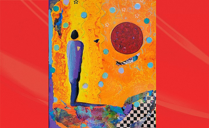 “Is There Life on Mars,” by artist Mary Lou Arnold is part of a series of works inspired by David Bowie songs. Her works are on display in Spotlight Room 1 at Mountain Artists Guild through Oct. 15. (Mary Lou Arnold/Courtesy)