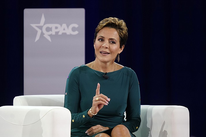 Kari Lake, Republican candidate for Arizona governor, speaks at the Conservative Political Action Conference (CPAC) on Aug. 5, 2022, in Dallas. Lake is misrepresenting her opponent's legislative record on education in a video being widely shared on social media. (LM Otero/AP, File)