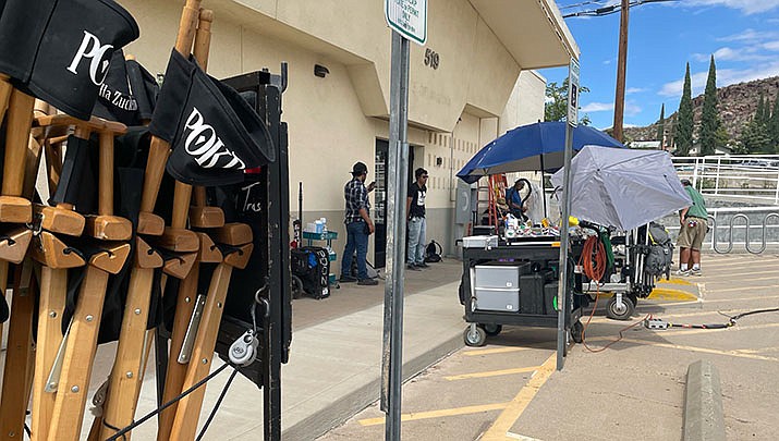 The City of Kingman Economic Development Department assisted film crews last week who were in town filming. While the show was not officially identified, folding chairs are imprinted with “Poker Face,” which is described as a “case-of-the-week mystery comedy-drama, according to  entertainment site IMDb.com.  (City of Kingman photos)