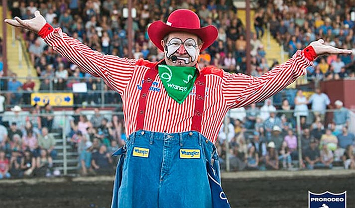 Gizmo McCracken entertaining at a Professional Rodeo Cowboys Association Rodeo. (Photo by Josh Homer, PRCA Photographer)