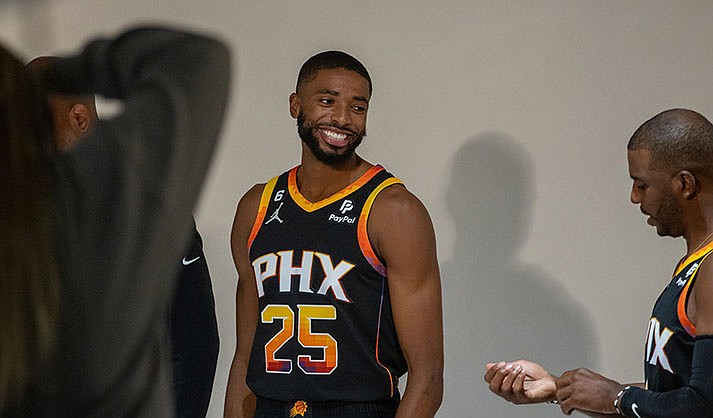 Despite an offseason filled with turmoil, Phoenix Suns forward Mikal Bridges said he is excited to see what the 2022-23 holds. (Photo by Susan Wong/Cronkite News)