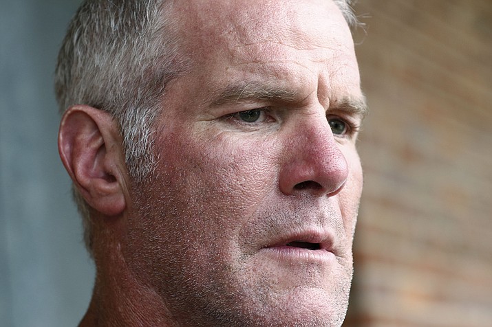 Former NFL quarterback Brett Favre speaks to the media in Jackson, Miss., Oct. 17, 2018. The governor of Mississippi in 2017 was “on board” with a plan for a nonprofit group to pay Brett Favre more than $1 million in welfare grant money so the retired NFL quarterback could help fund a university volleyball facility, according to a text messages between Favre and the director of the nonprofit in court documents filed Monday, Sept. 12, 2022. (Rogelio V. Solis/AP, File)