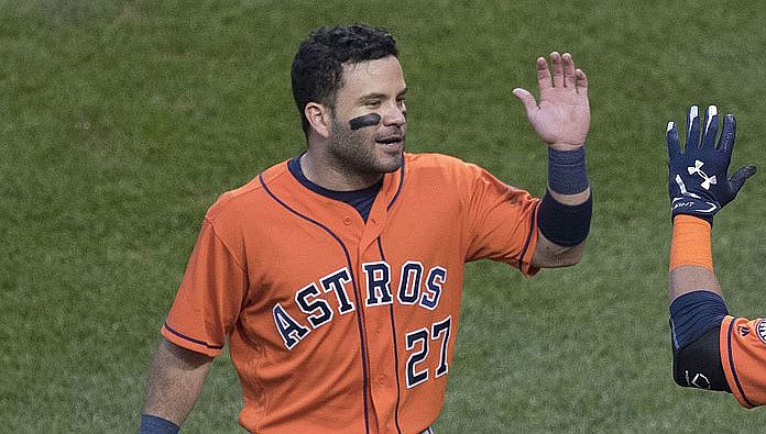 Jose Altuve homered twice to lead the Houston Astros to a 10-2 win over the Arizona Diamondbacks in a Major League Baseball game played Tuesday, Sept. 27 in Houston. (Photo by Keith Allison, CC by 2.0, https://bit.ly/32KnH4y)