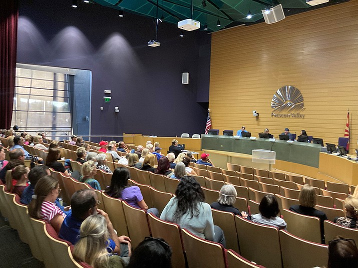 Ryan Gray, incumbent, Brianne Wolcott, Timothy McGhee and Lyana Mazon participate in a candidate forum on Wednesday, Sept. 28, 2022, for the two Humboldt Unified School District seats up for election on Nov. 8, 2022. (Nanci Hutson/Courier)