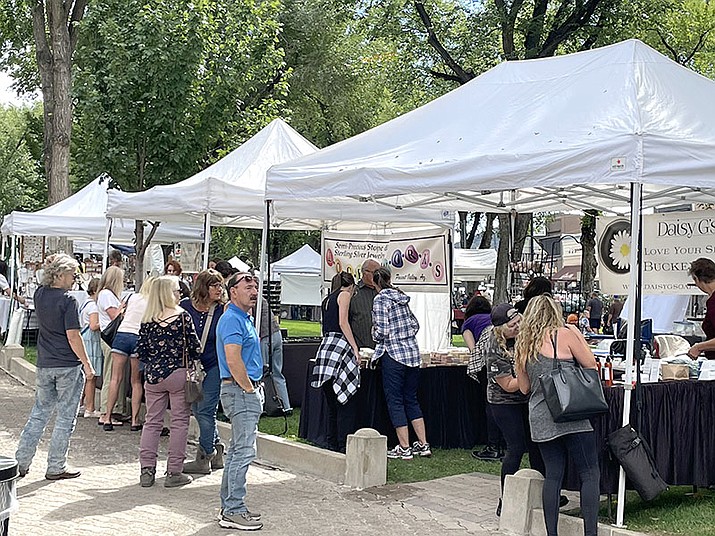 The Prescott Chamber of Commerce held its Arts and Crafts Fair this weekend on the courthouse plaza in Prescott, including vendors and food. (Jim Wright/Courier)