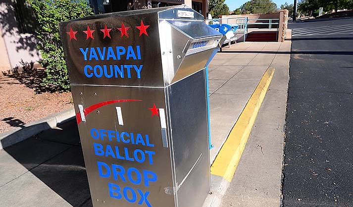 The ballot drop box outside the Yavapai County polling location in Cottonwood on Friday, Sept, 9, 2022.  (VVN/Vyto Starinskas)
