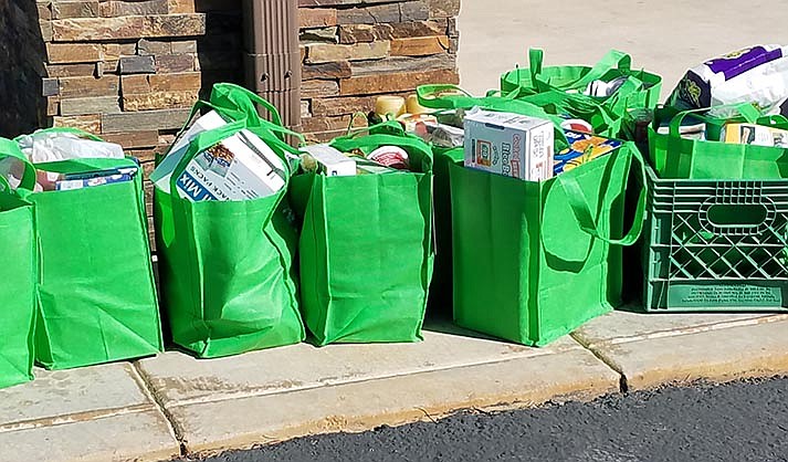 Green Bag collections ready for THe sedona Food Bank