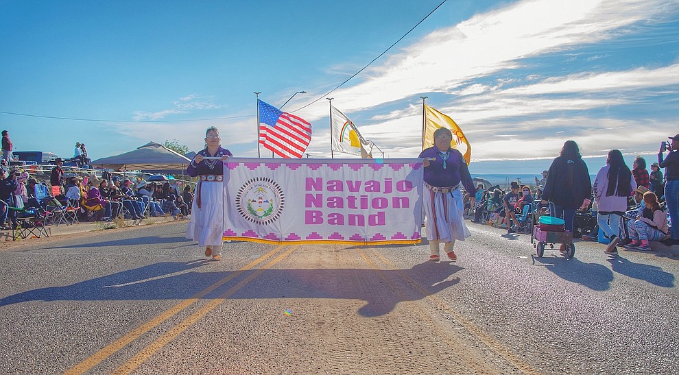 Navajo Nation Band kicks off the parade. (Gilbert Honanie)